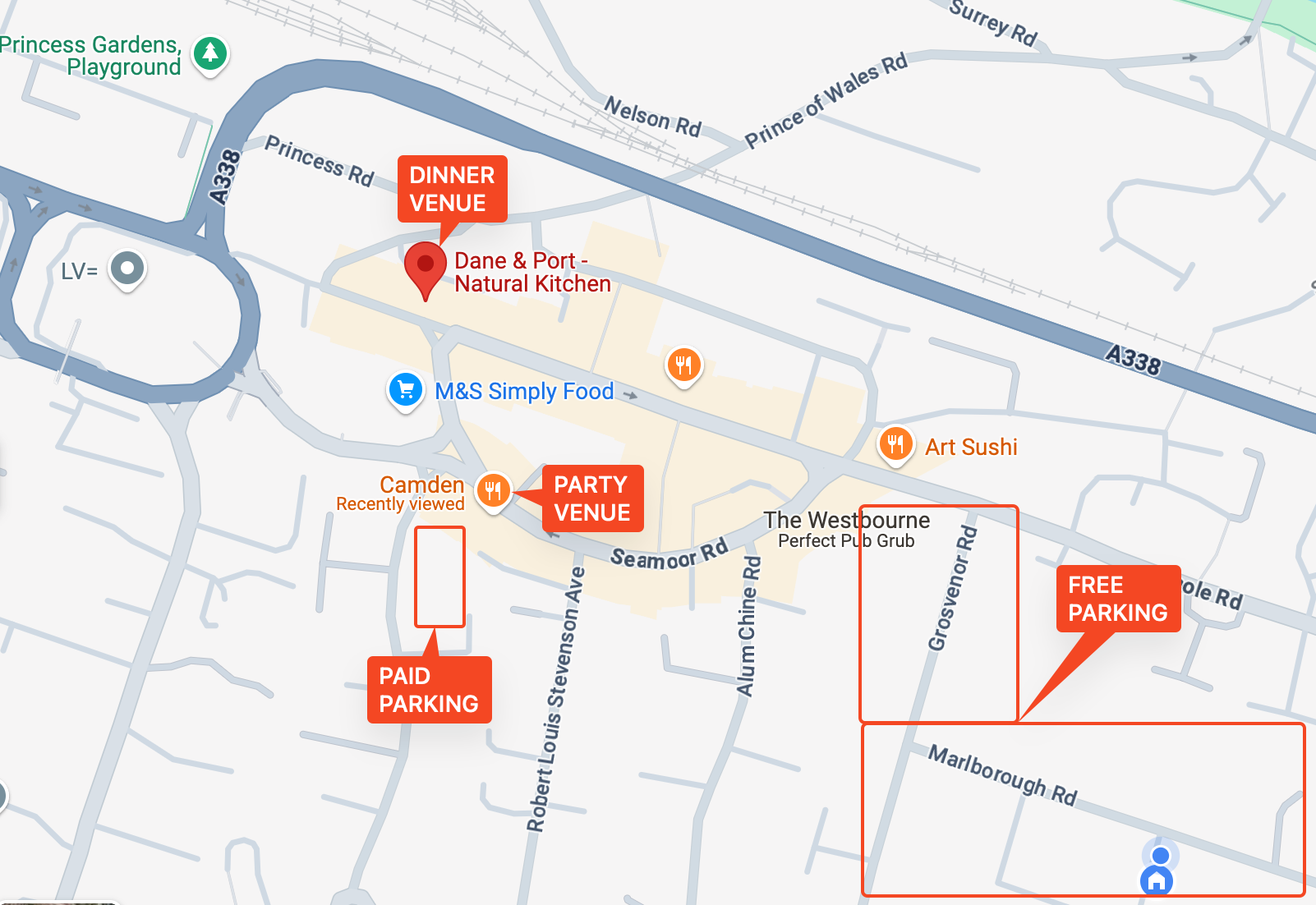 Map showing location of Dane & Port